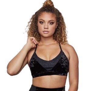Good American black velvet leopard sports bra size O / XS